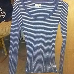 Silver and navy striped shirt